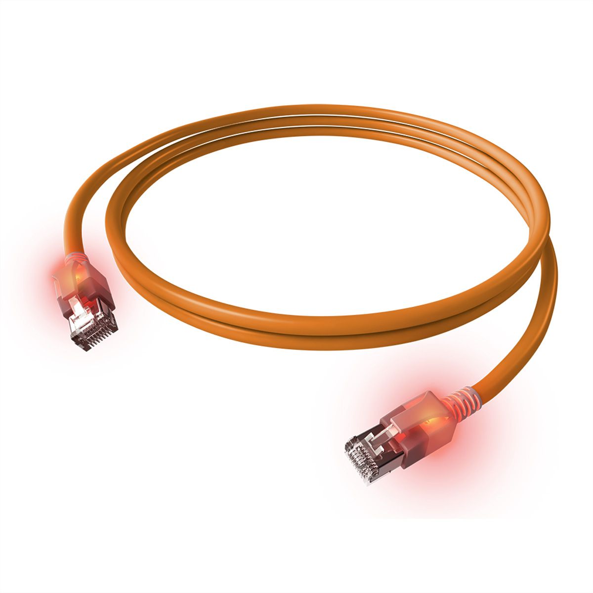 EasyLan S/FTP DualBoot LED Patch Cable Cat.6A, RJ45 / RJ45, LSOH, orange, 7.5 m
