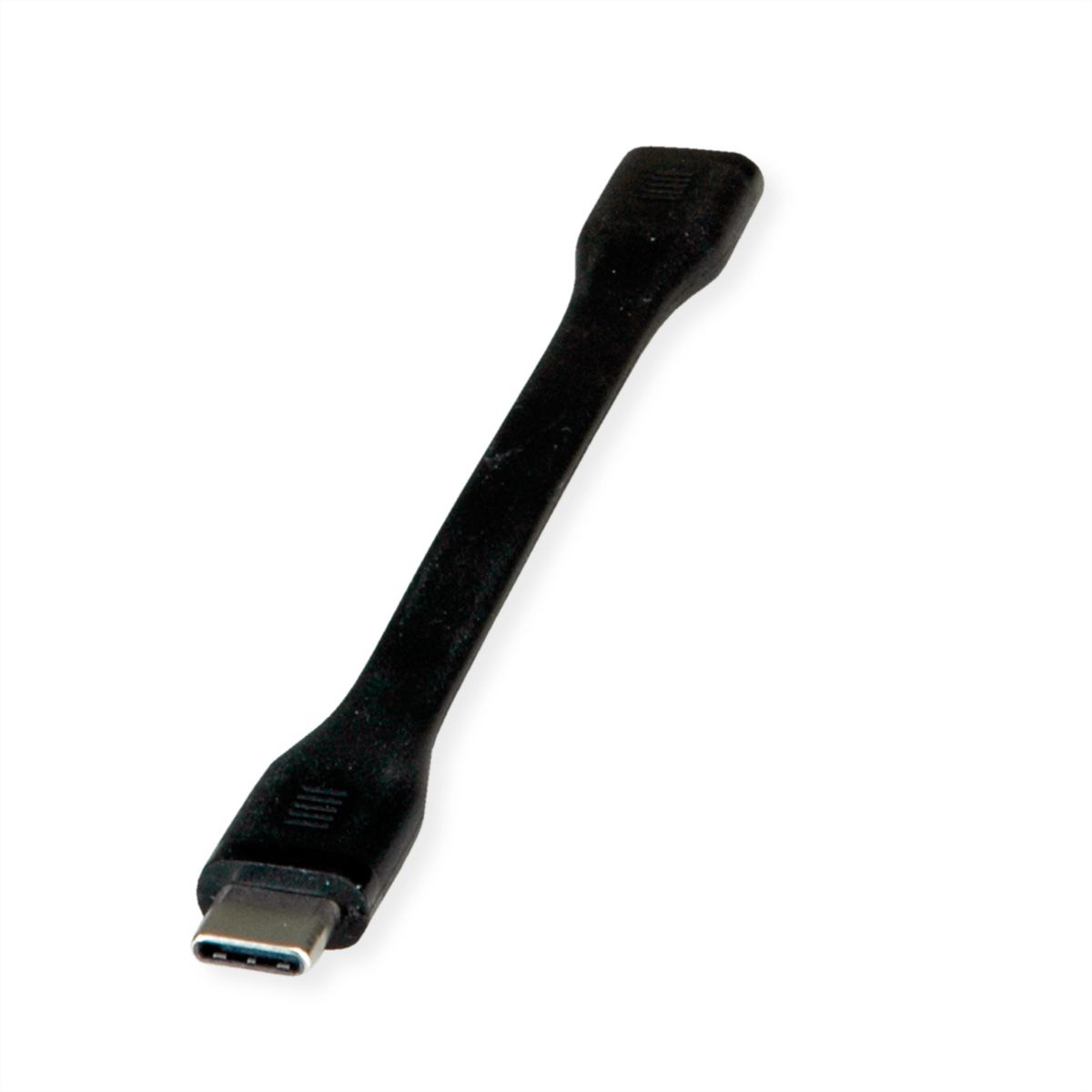ROLINE USB4 Gen3x2 kabel, C-C, M/F, 8K UHD-2, 40Gbit/s, 100W, extra plat, zwart, 11,5 cm