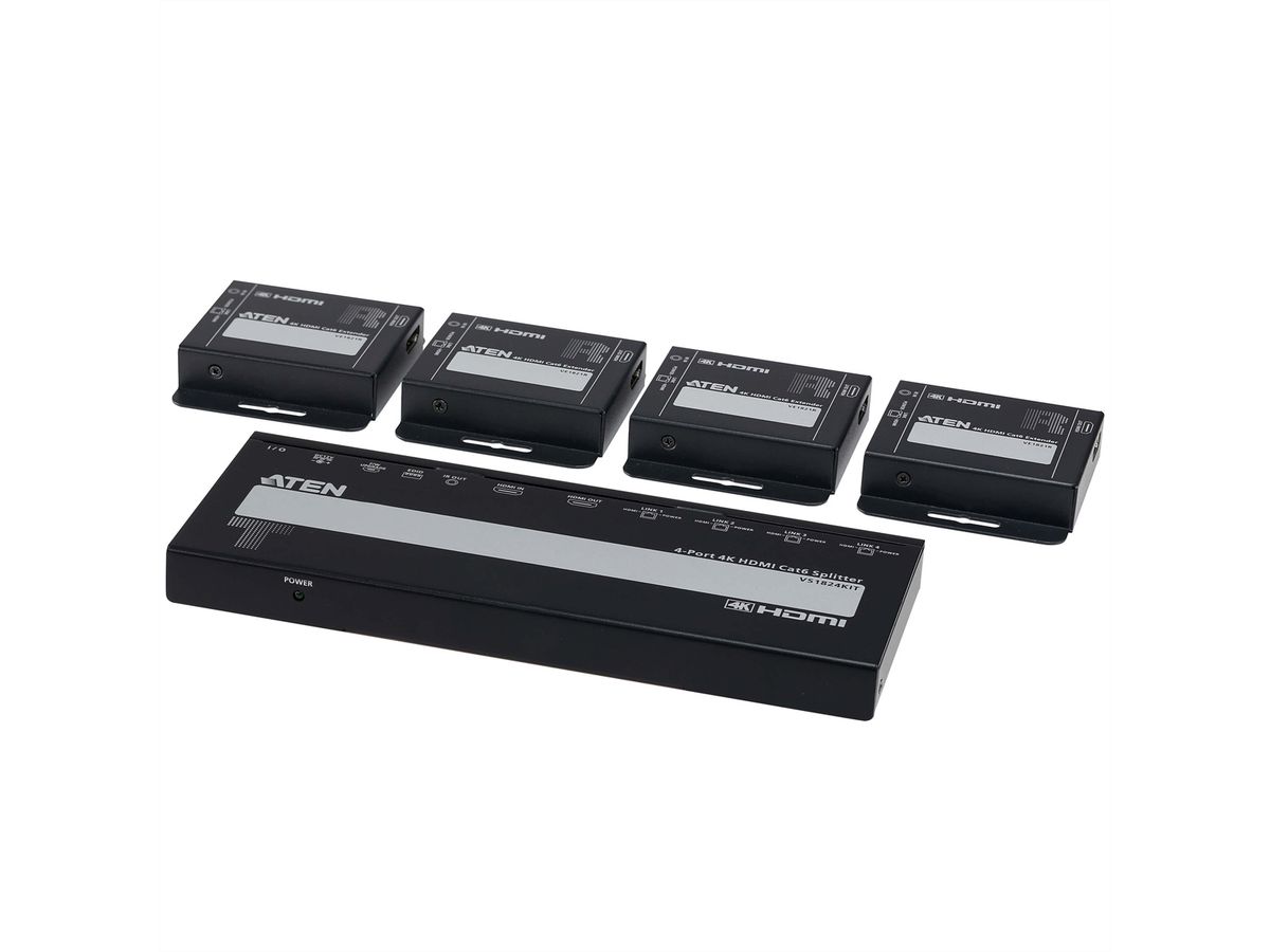 ATEN VS1824KIT 4-Port 4K HDMI Cat6 Splitter mit 4 Empfänger