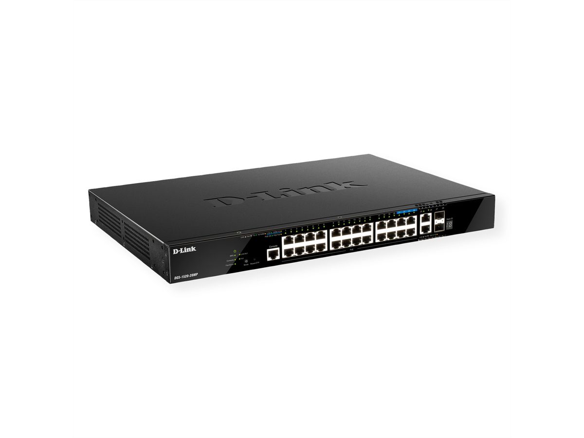 D-Link DGS-1520-28MP/E 28-Poorts Smart Managed PoE+ Gigabit Stack Switch , 4x 2.5 GE, 4x 10G