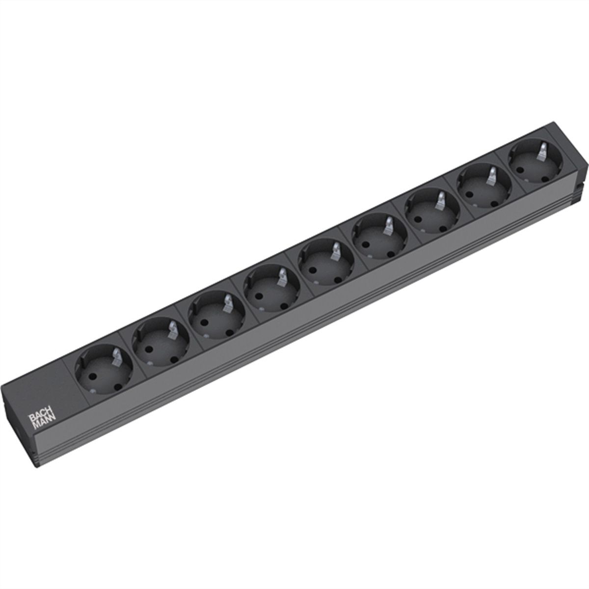 BACHMANN 19" stekkerdoos 9-voudig, zonder schakelaar, zwart