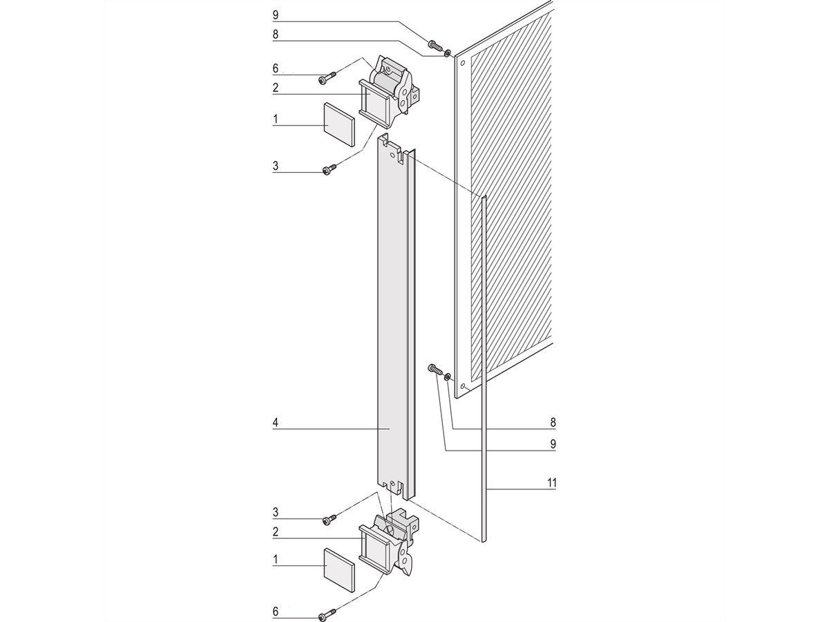 SCHROFF-insteekset met afzuiggreep type 2, afgeschermd, grijs, 6 HE, 10 HE