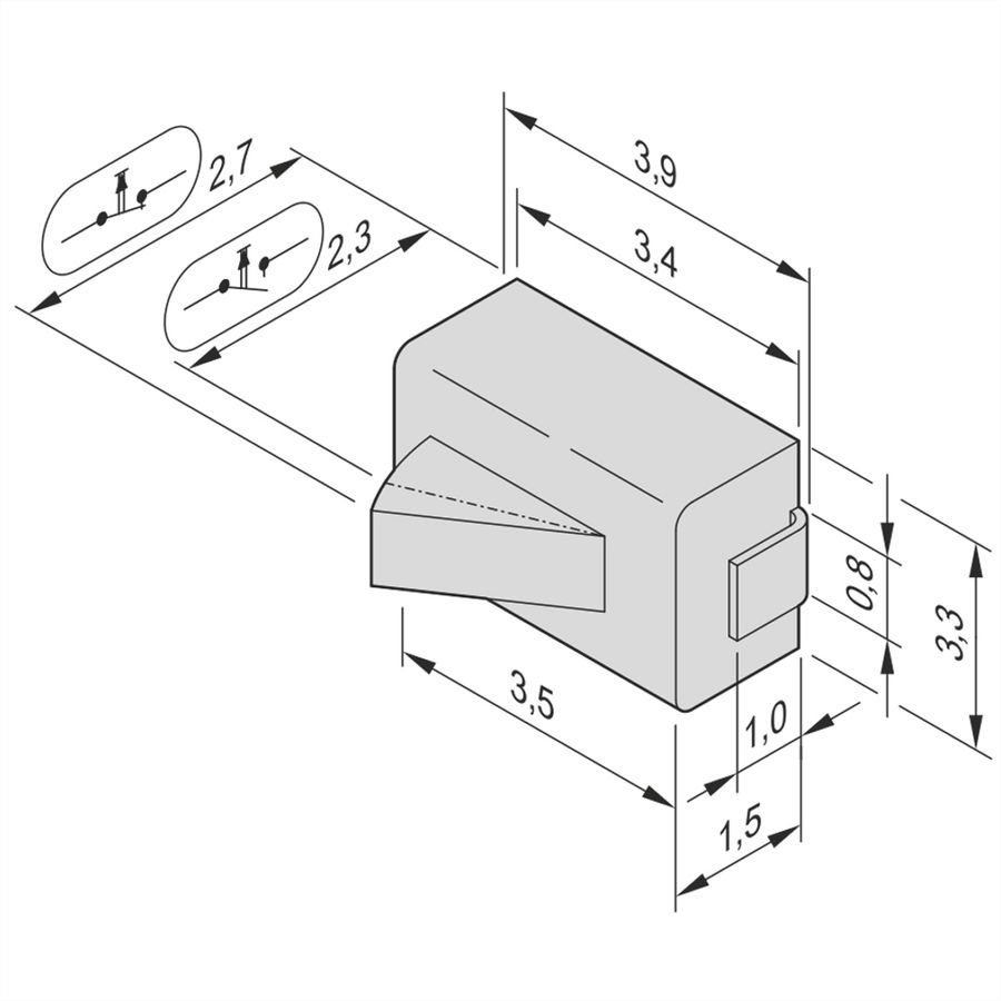 SCHROFF Microschakelaar voor Carrier Compact- en Full-Size-Module, Normaal Gesloten, 10 stuks