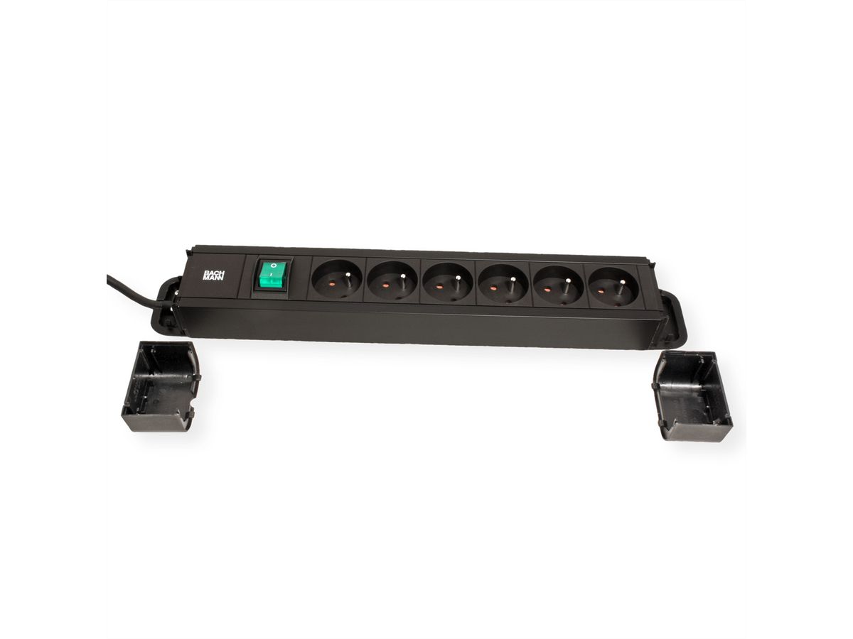 BACHMANN PRIMO 2 6xUTE 1xSchalter 2,0m CEE7/7, schwarz, 2 m