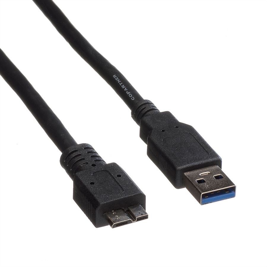 ROLINE USB 3.2 Gen 1 kabel, type, A M - Micro B M, zwart, 0,8 m