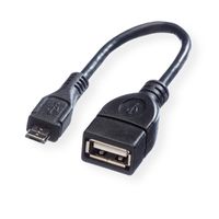 VALUE USB 2.0 Cable, A - Micro B, F/M, OTG, 0.15 m
