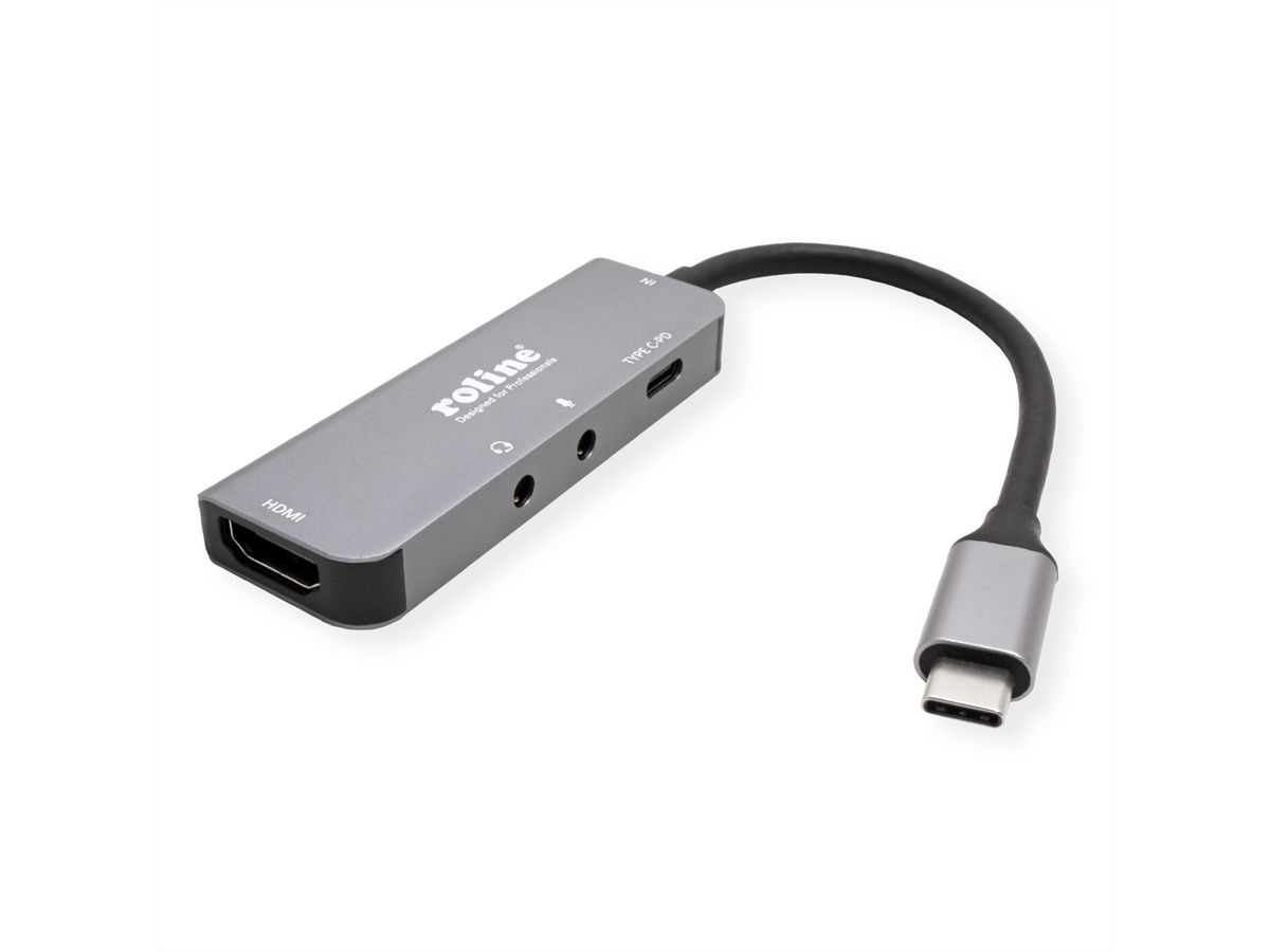 ROLINE dockingstation Type C, 4K HDMI , 2x 3,5mm Audio (TRRS + TRS)