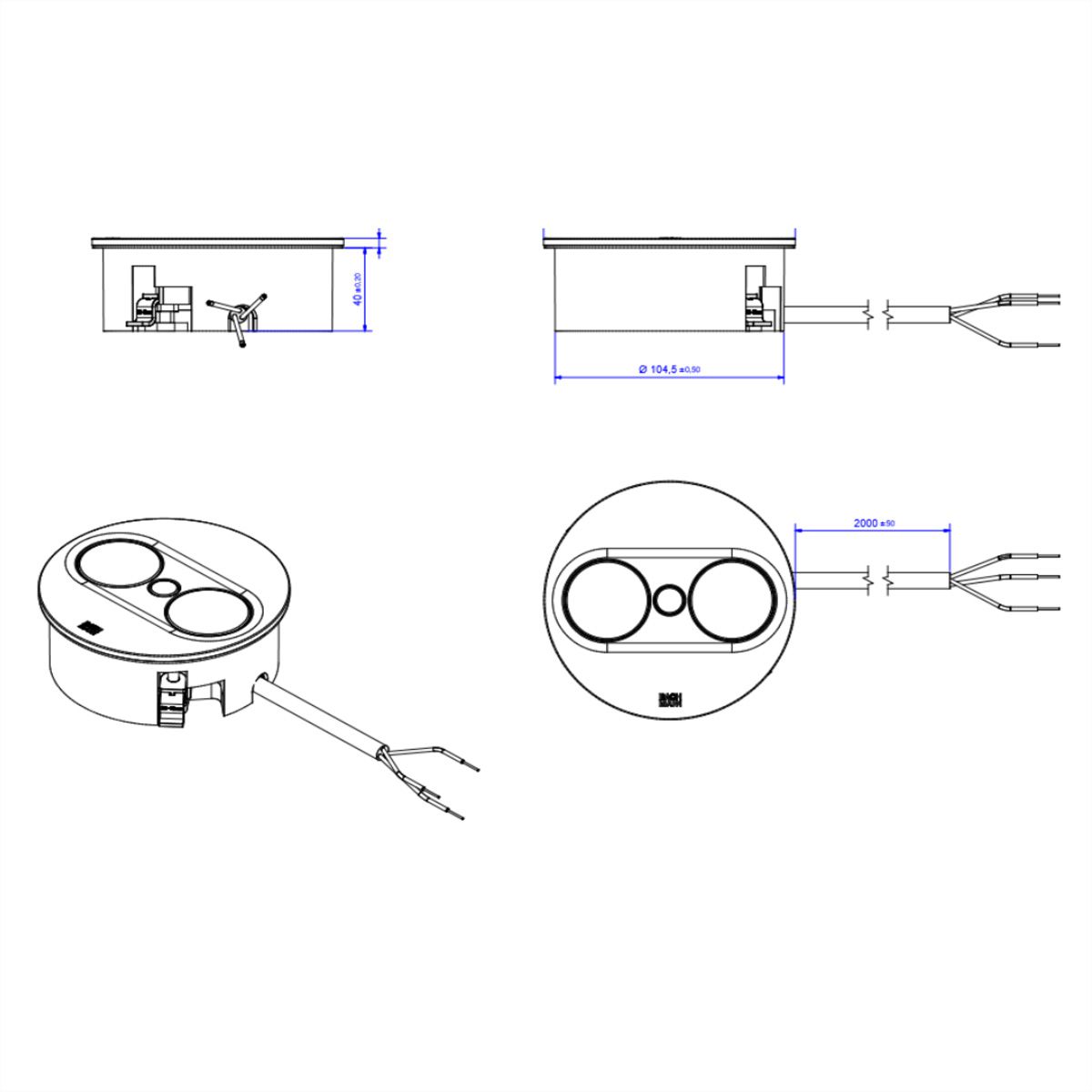 BACHMANN TWIST 2 2xUTE 2.0m AEH RAL9010 30GE round