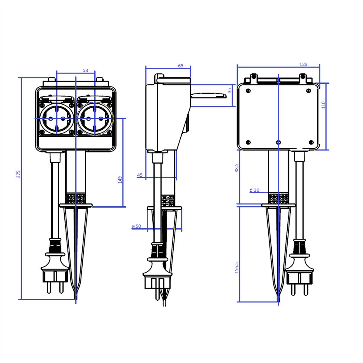 BACHMANN garden socket outlet with ground spike