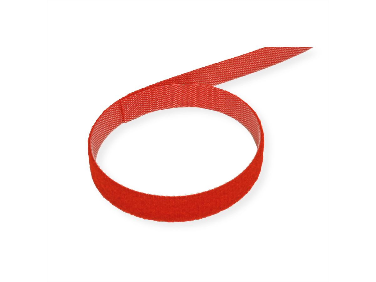 VALUE Klittenband op rol, 10mm, rood, 25 m