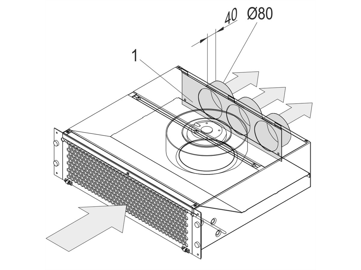 SCHROFF Air Deflector Plate for 19" Pusher Fan, 3 U, Rear