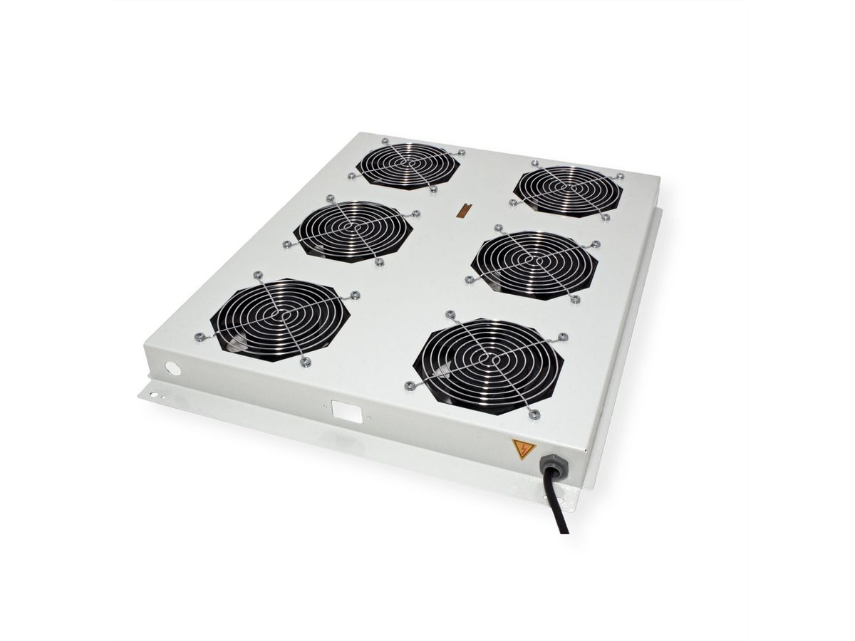 ROLINE 19-inch dakventilatorunit met 6 ventilatoren, AAN/UIT voor serverkast per serie, grijs
