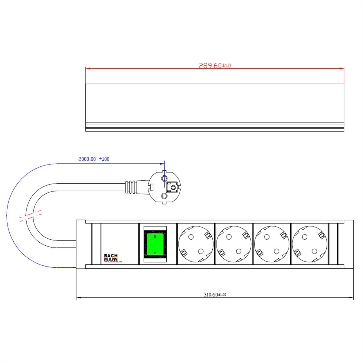BACHMANN CONNECT LINE 4x earthing contact, Switches