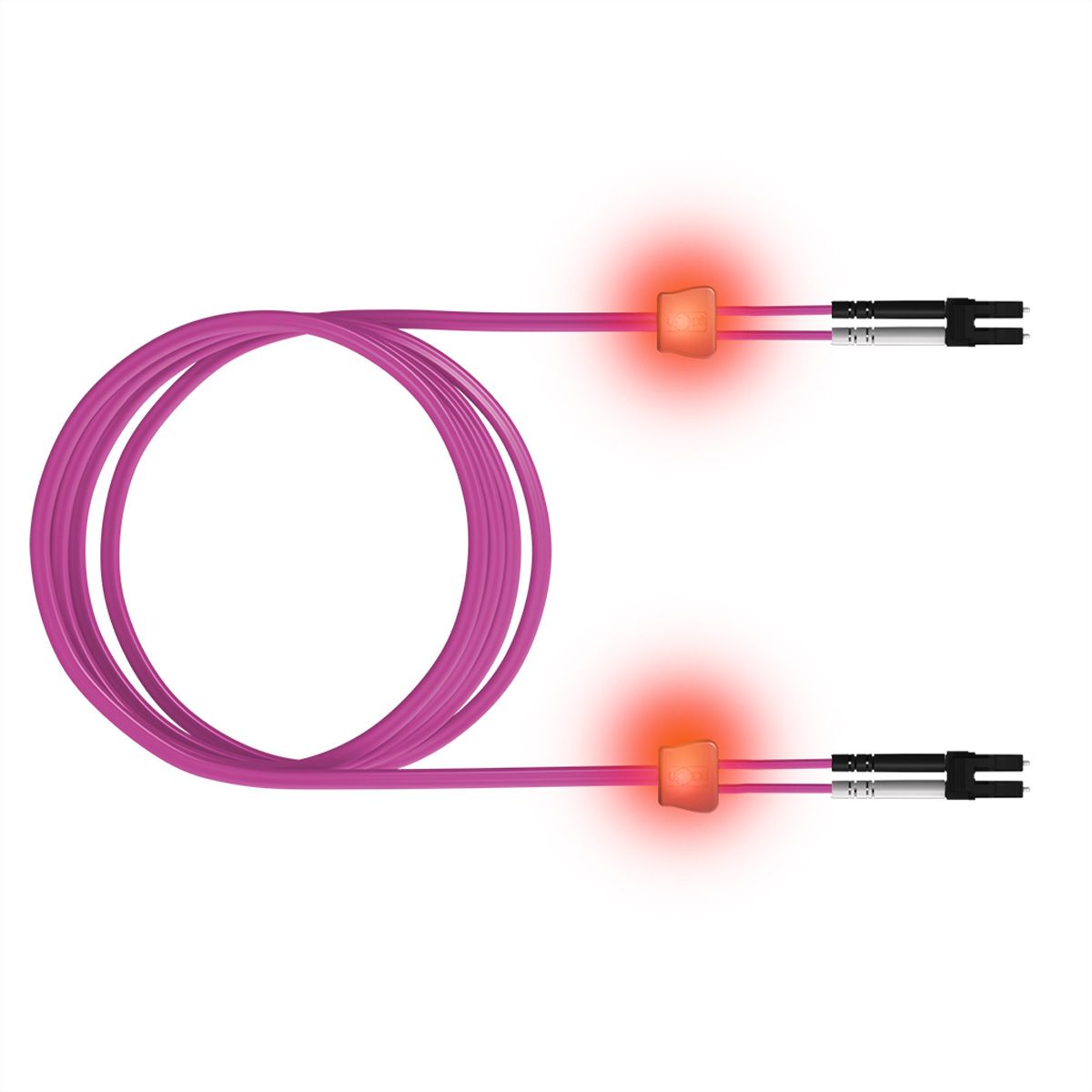 EasyLan Patch cables LED-Duplex 50/125µm OM4, LC/LC, violet, 3 m