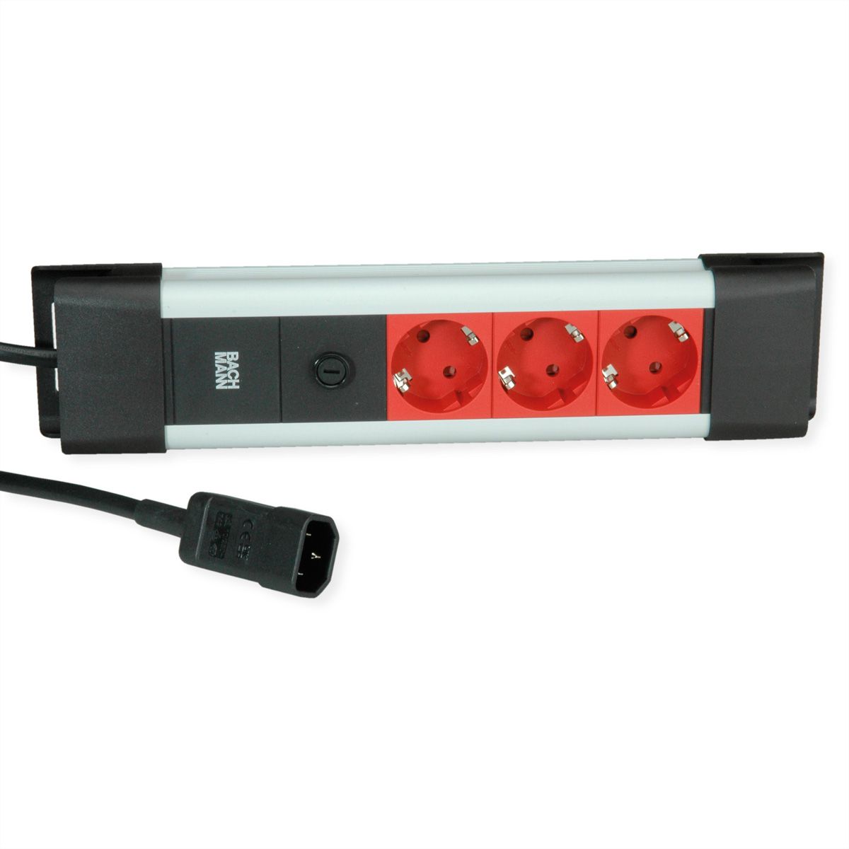 BACHMANN CONNECTUS 3xCEE7/3, 10A  C14-Stecker, rot, 2 m