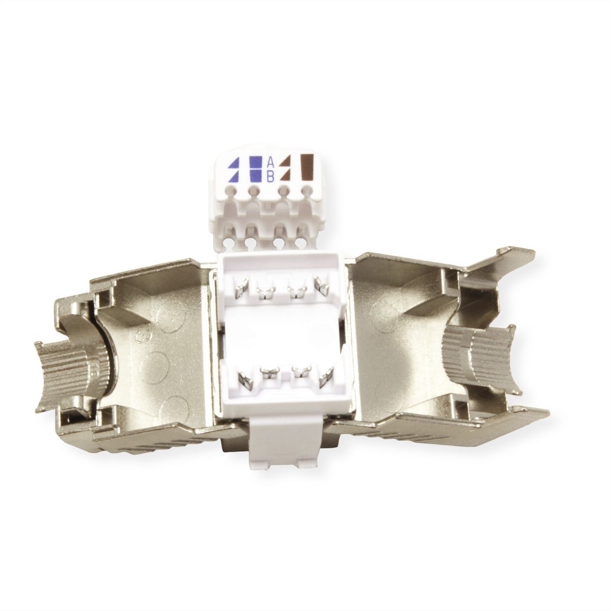 ROLINE Keystone Jack, Cat.8 (Class I), RJ-45, shielded, tool-free, silver
