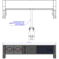 BACHMANN DESK2 2xCH 1xUSB C 60W 0.2m, GST18 RAL9005 Switzerland