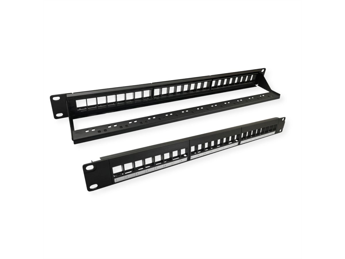 VALUE Keystone 19'' Module Frame, 24 ports, unshielded, 1U, 3-piece-type, black