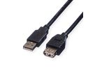 ROLINE USB 2.0 Cable, A - A, M/F, black, 0.8 m