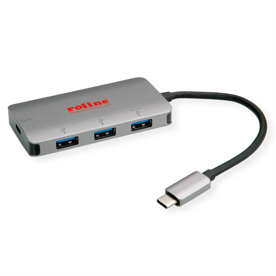 ROLINE USB 3.2 Gen 1 Hub, 3-voudig, Type C aansluitkabel (PD+Data)
