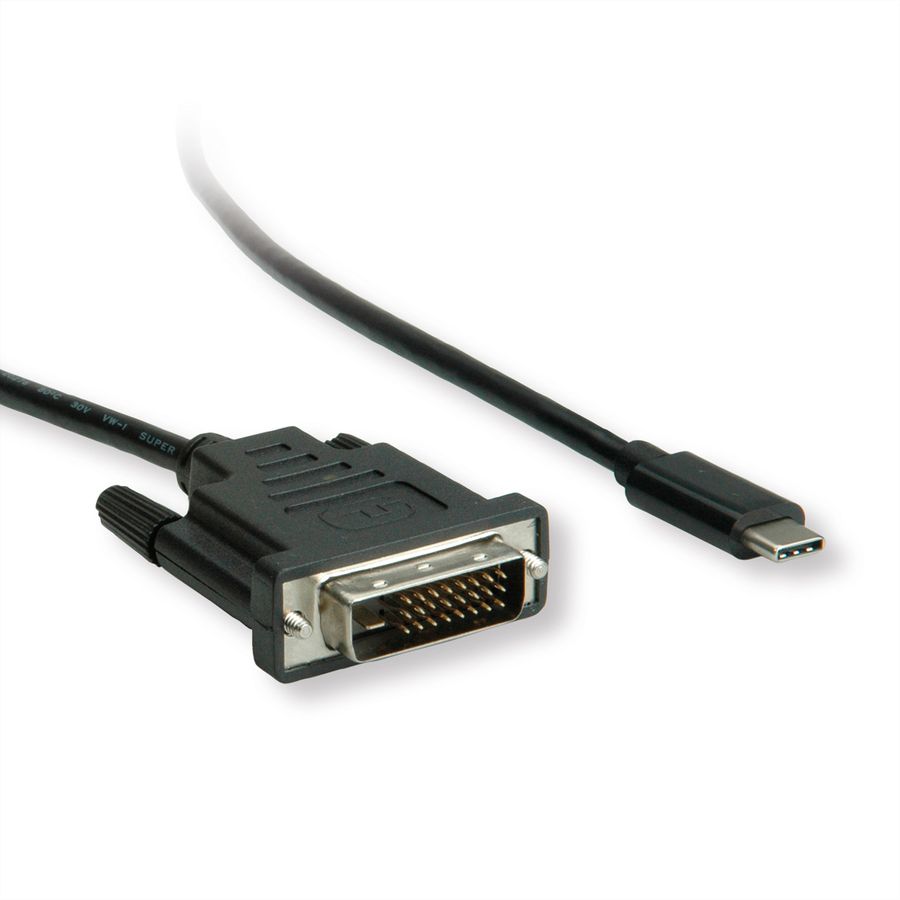 ROLINE USB type C - DVI adapterkabel, M/M, 1 m