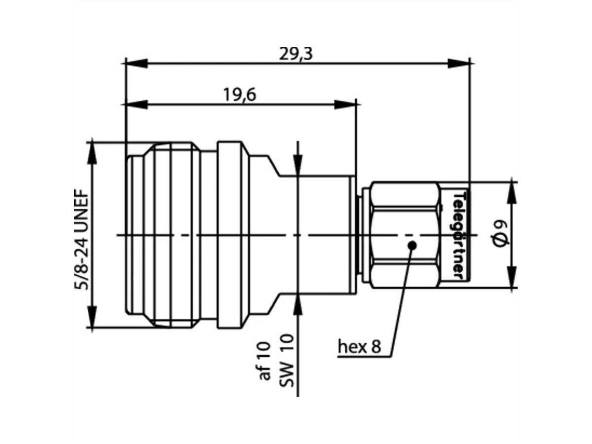 TELEGÄRTNER Adaptor Straight N to SMA, f-m