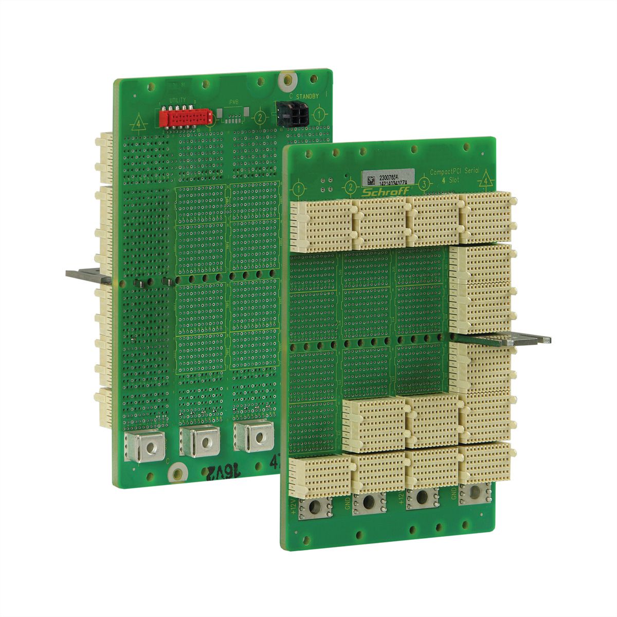 SCHROFF CPCI seriële backplane, 3 HE, 4 sleuven, systeemsleuf rechts, full-mesh, zonder RIO