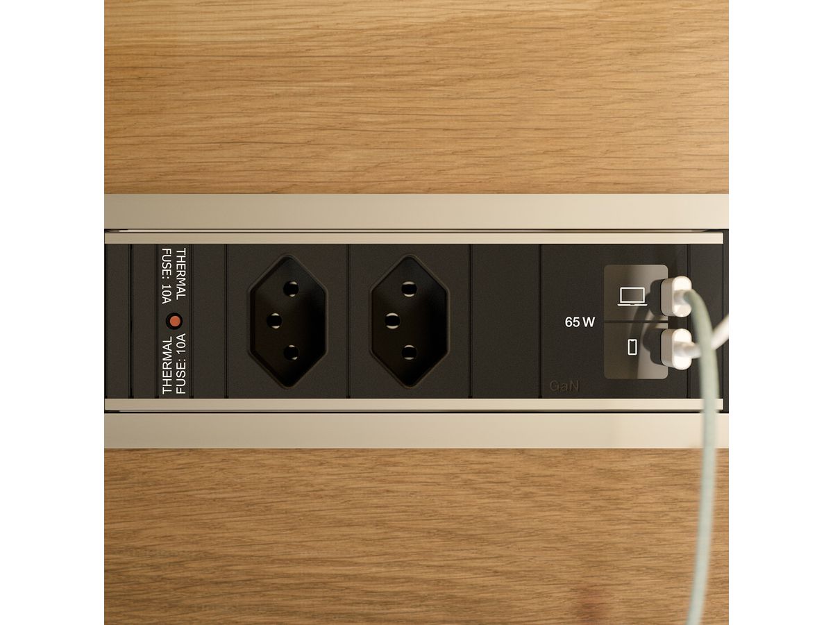 BACHMANN POWER FRAME S 2xCH 0°, 1x USB C/C 65W L=0.2m