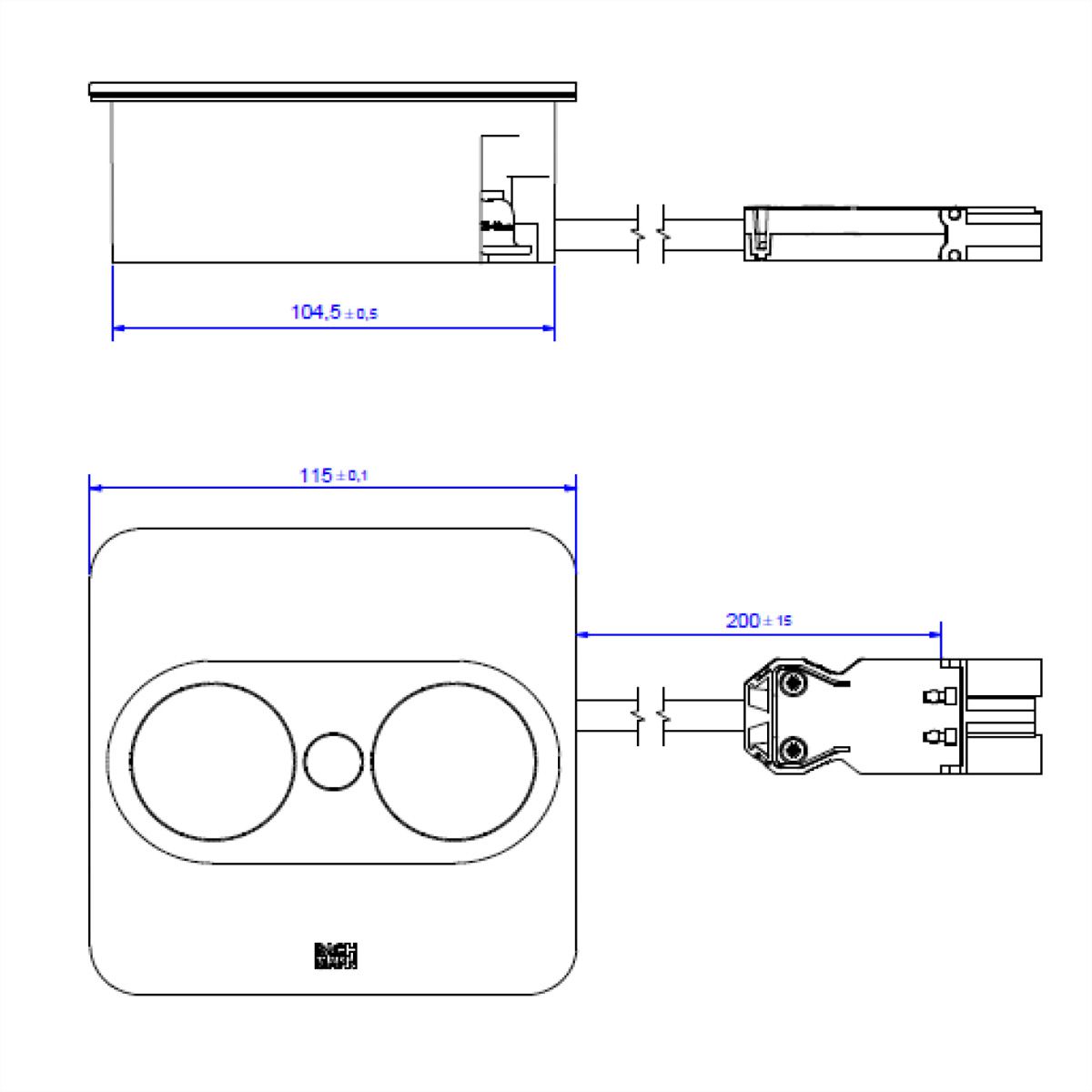 BACHMANN TWIST 2 1xCEE7/3 1xUSB A/C 22W 0.2m GST18 silver square