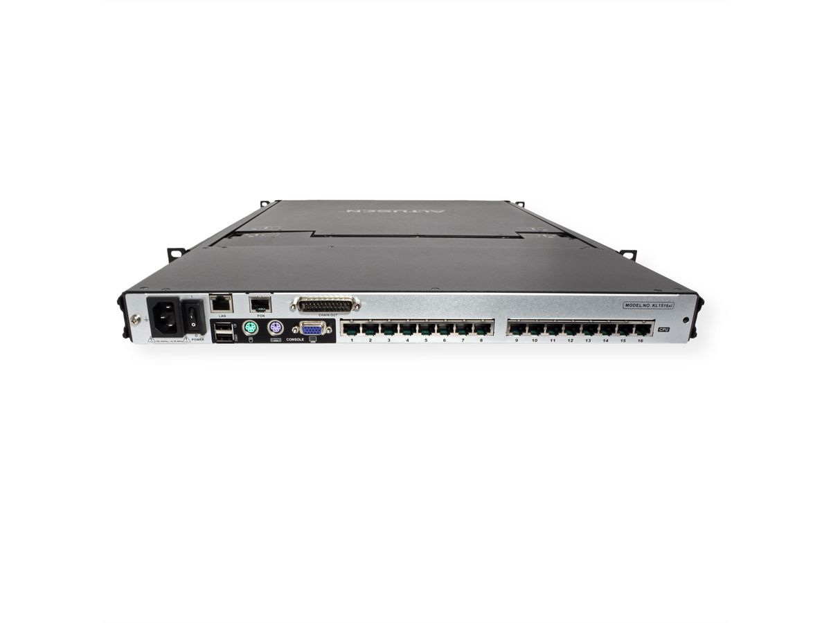 ATEN KL1516AiM KVM Over-IP Switch, 43cm TFT, VGA, PS/2-USB over Kat 5, 16-Poorts, Duits