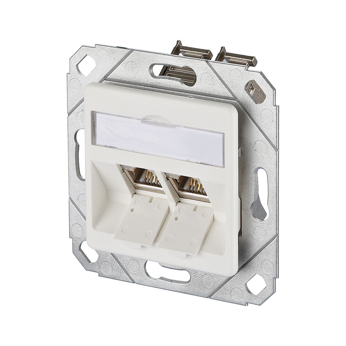 METZ CONNECT E-DAT modul 2 port flush mounted trunking installation Cat.6A, pure white