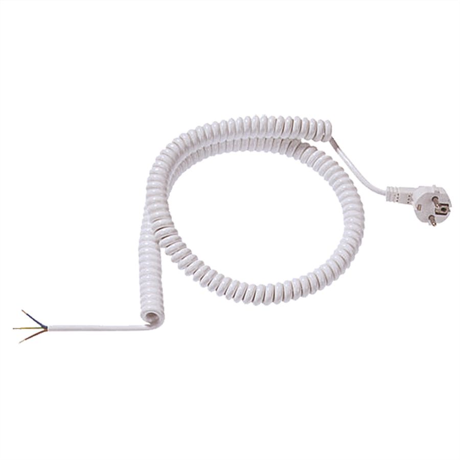 BACHMANN Spiral cable 0.5-2m white, H05VV-F 3G1,5mm² AEH/CEE7/7