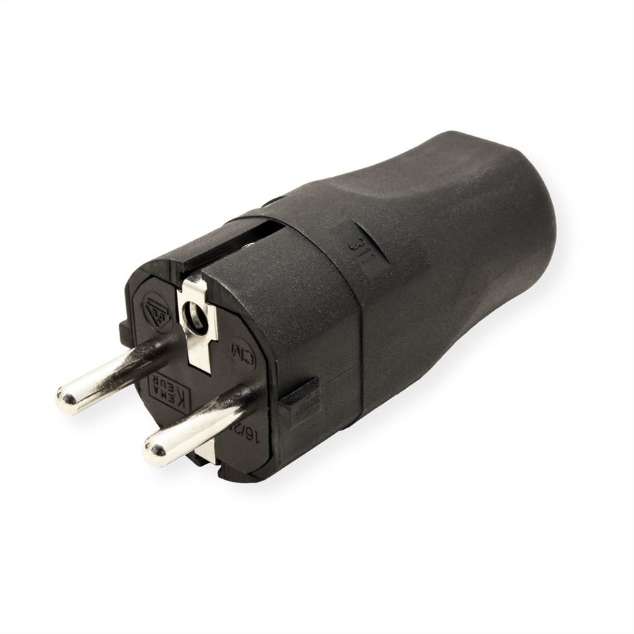 BACHMANN mounting plug black, CEE 7/7 2-pole with earthing contact