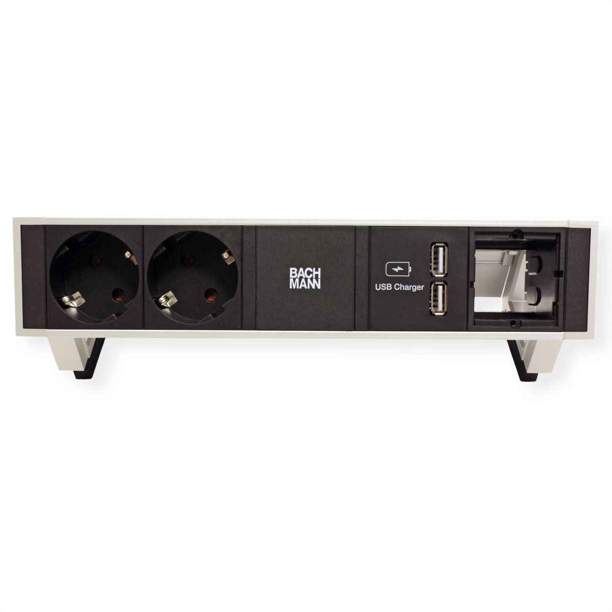 BACHMANN DESK2 2x earthing contact 1x USB charger 1x ABD GST18, white