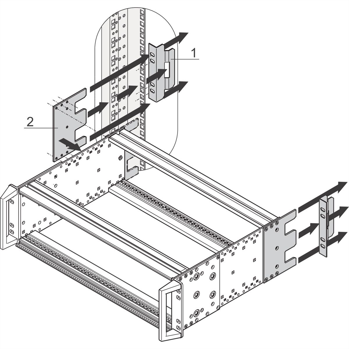SCHROFF EuropacPRO Adapter for Rear Fixing, DL3 Standard in a Cabinet, 3 U