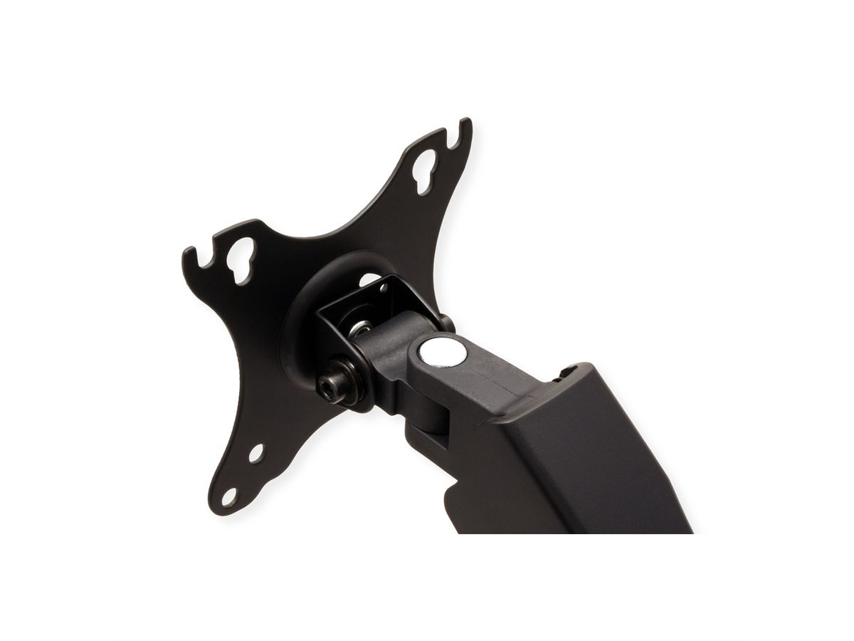 VALUE Dual LCD Monitor Stand Pneumatic, Desk Clamp, Pivot, 5 Joints, black