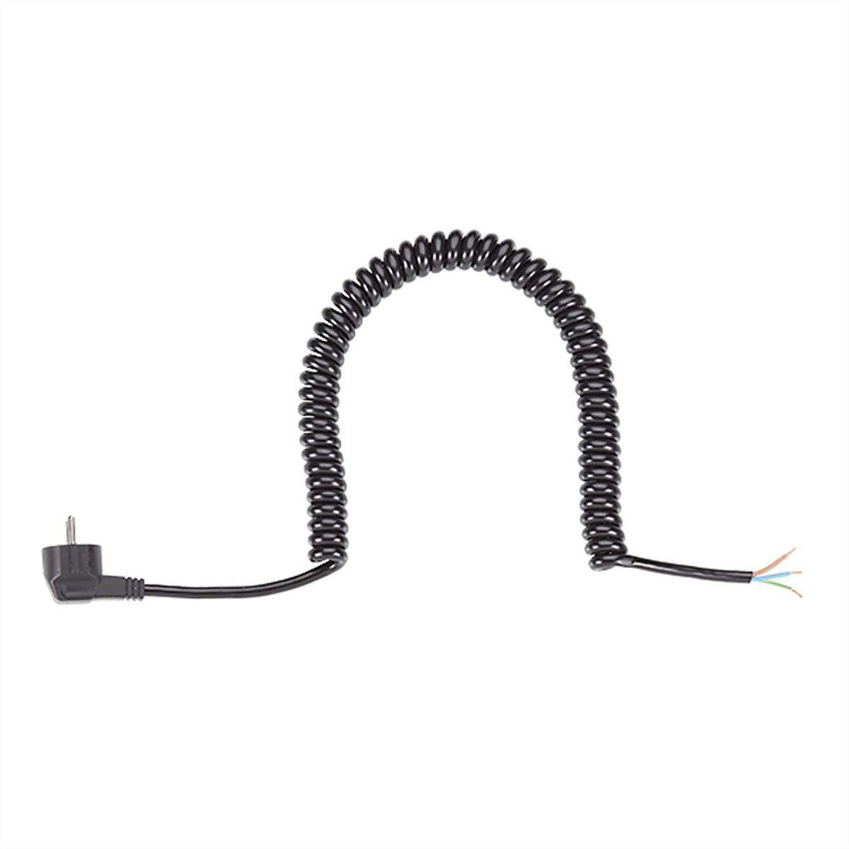 BACHMANN Wendelleitung 0,5-2m schwarz, H05VV-F 3G1,5mm² AEH/CEE7/7