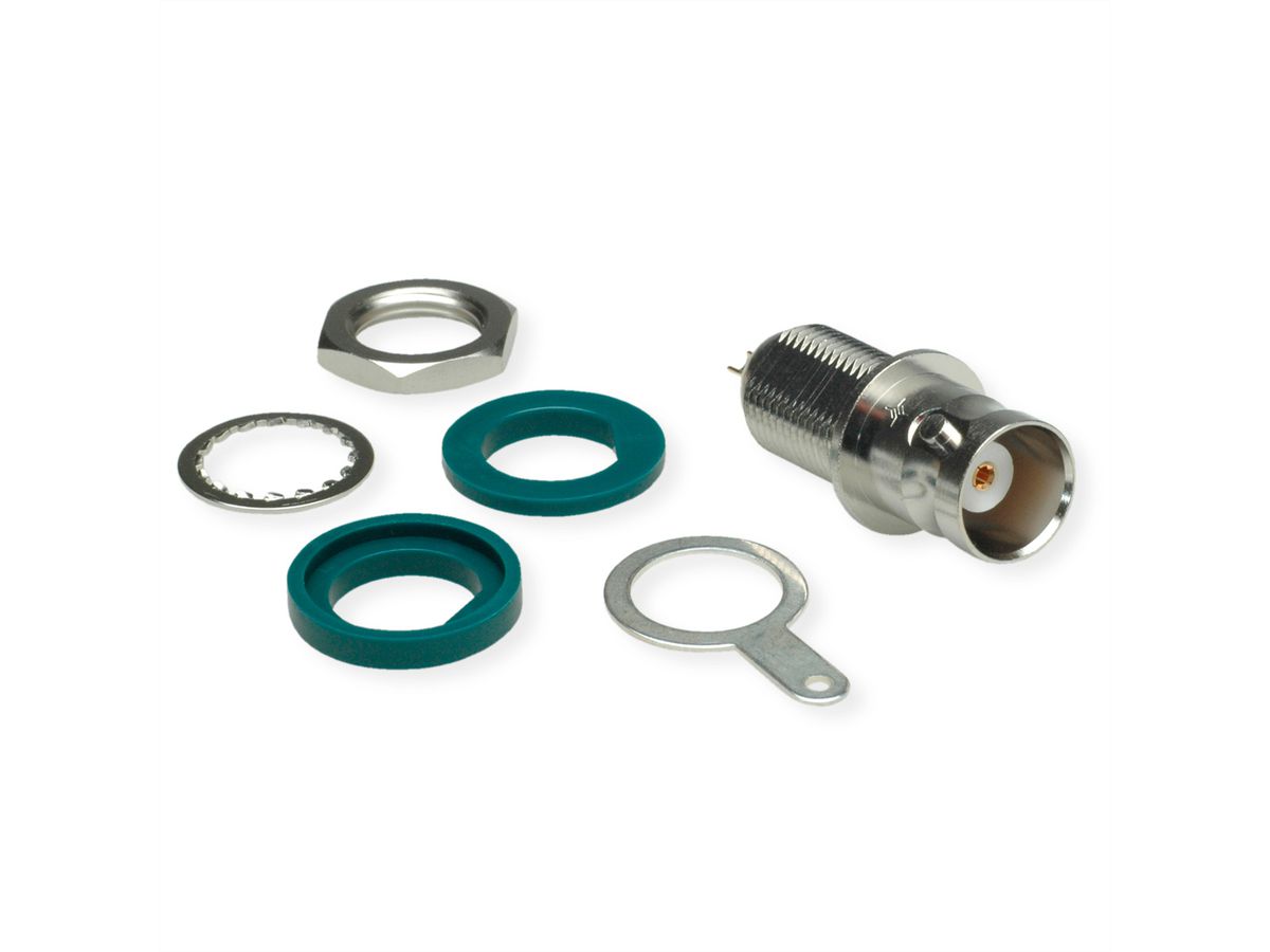 TELEGÄRTNER BNC Bulkhead Socket, insulated with green insulating washers