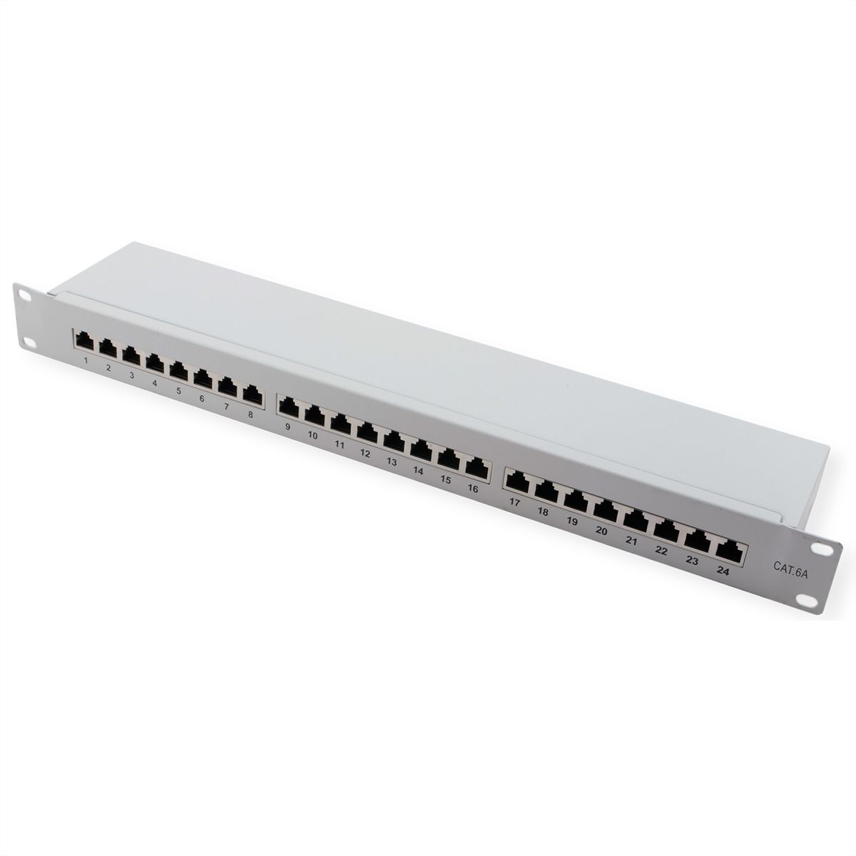 VALUE Cat.6A (Class EA) 19" Patch Panel, 24 Ports, shielded, grey