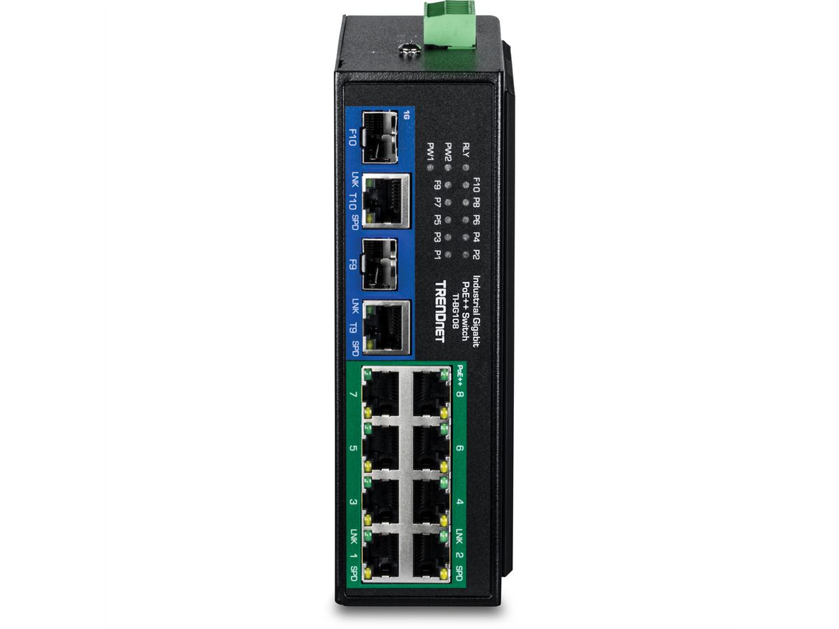 TRENDnet TI-BG108 Industrial DIN-Rail Switch 10-Port Gigabit 400W PoE++