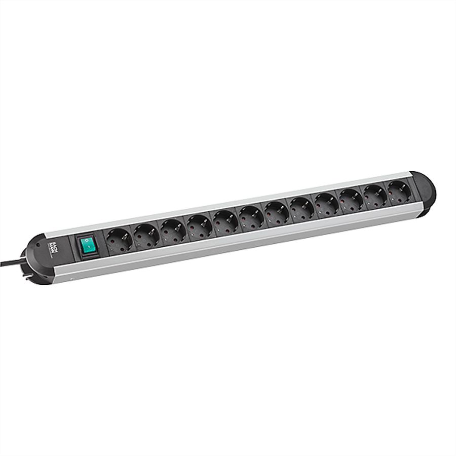 BACHMANN socket strip ALU 12-way, 45°, with switch, 1,75m