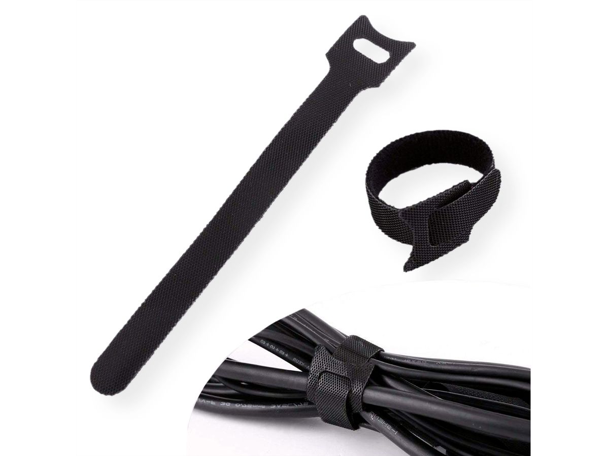 VALUE Strap Cable Binder with Flap, 20 pieces/set, black, 15 cm