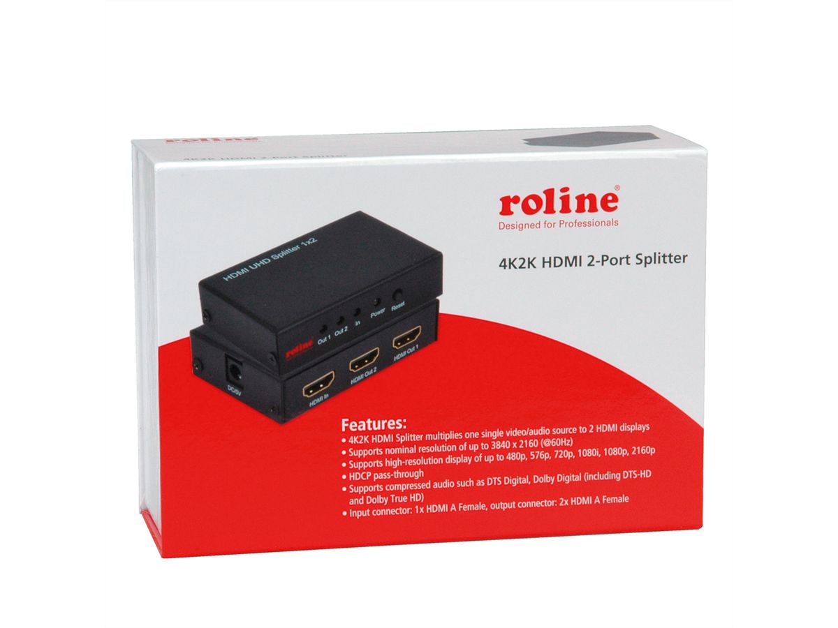 ROLINE 4K HDMI Video-Splitter, 2-voudig