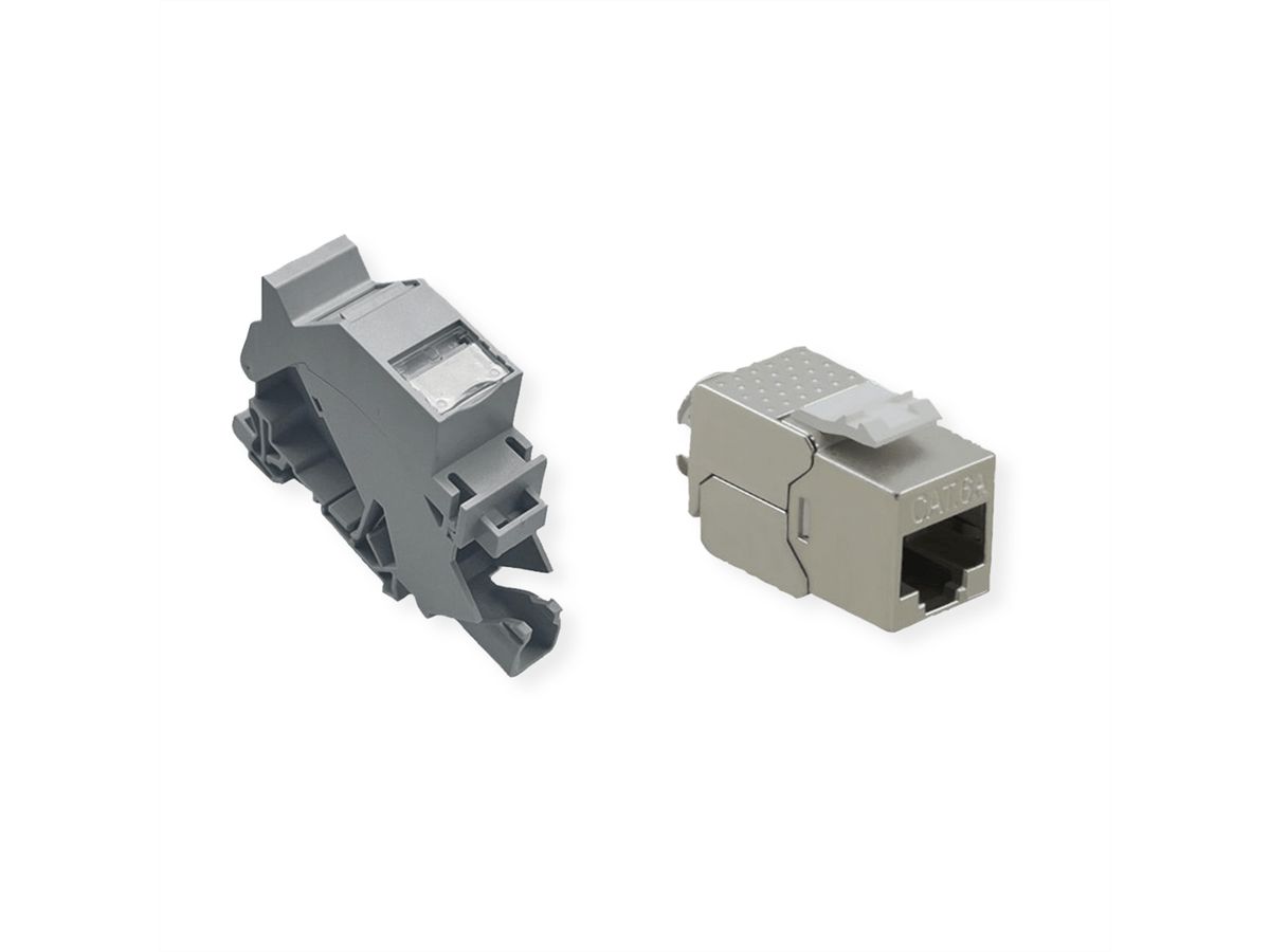 ROLINE Keystone Holder, with Keystone, DIN-Rail, 45°