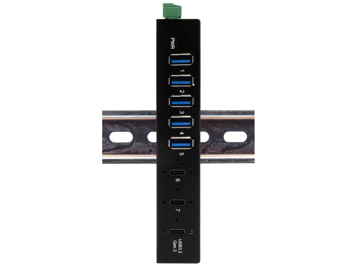 EX-12297HMS 7 Port USB 3.2 Gen 2x1 Metall HUB, mit 2x USB-C und 5x USB-A 3.2 Gen 1 Ports