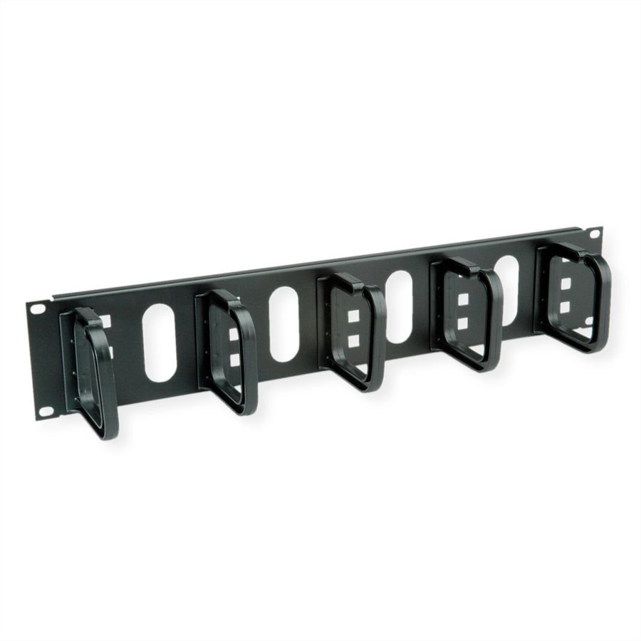 CONTEG 19" Kabelgeleider 2HE met 5 Kabelogen 80x80mm