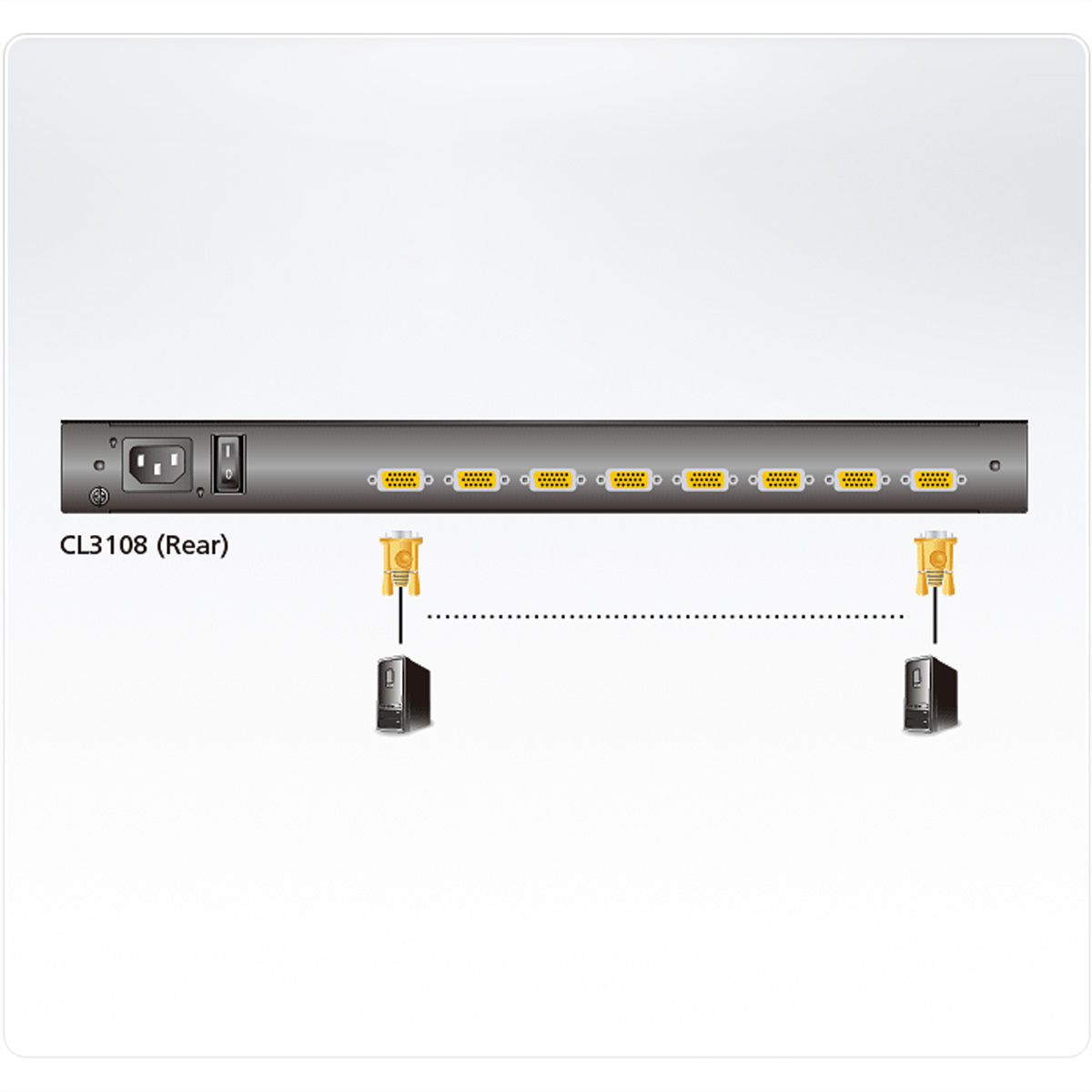 ATEN CL3108NX KVM switch, 18,5 inch TFT, VGA, PS/2-USB, 8 poorten, UK-Layout