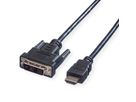 VALUE DVI Cable, DVI (18+1) - HDMI, M/M, black, 1 m