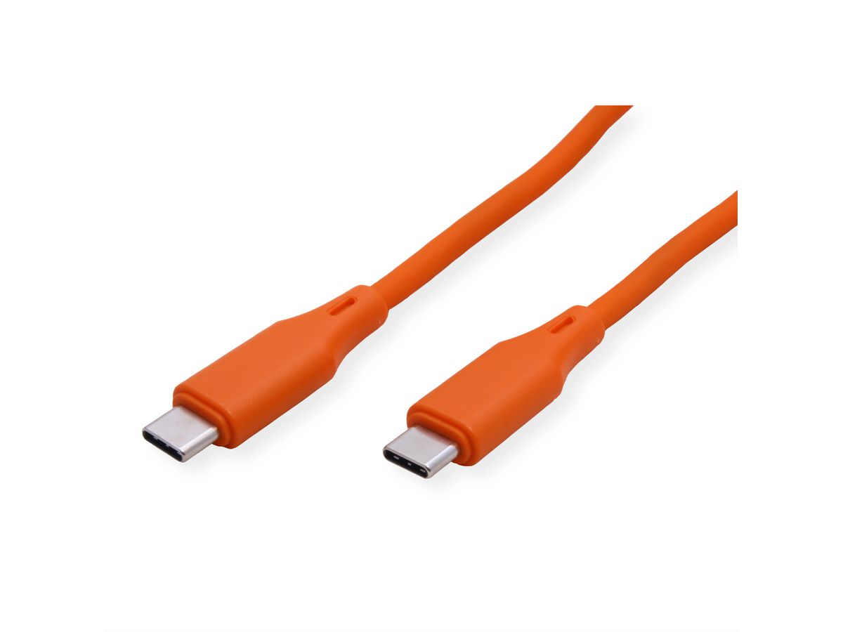 ROLINE USB 2.0-kabel, type C-C, M/M , Silicone, 60W, oranje, 1 m