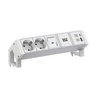 BACHMANN DESK2 ALU WHITE 2xCEE7/3 1xSwitch 1xUSB A/C 22W 0,2m